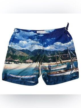 Orlebar Brown Bulldog Swim Trunks 34 Haitian Hiatus Beach Print